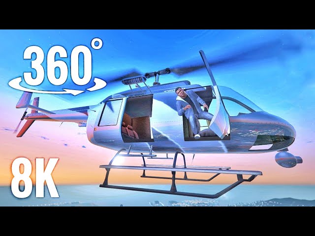 360° 8K Helicopter Flight VR GTA 5 Face Your Fears of Heights / Falling Funny Stunt