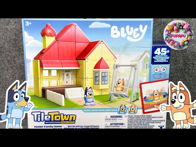 ASMR Unboxing Bluey TileTown | Bluey Heeler Home Magnetic Tiles Playset | No Talking Video