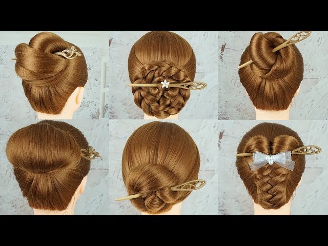 6 Chinese Hair Bun Tutorial | Chignon Bun Hairstyles With Bun Stick