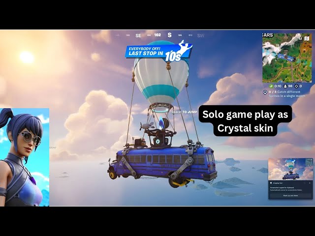 Fortnite zero build solo game play as Crystal.  PS5 controller.