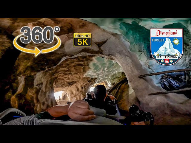 VR 360 5K Matterhorn Bobsleds Roller Coaster Tomorrowland Side On Ride POV Disneyland 2022 01 08