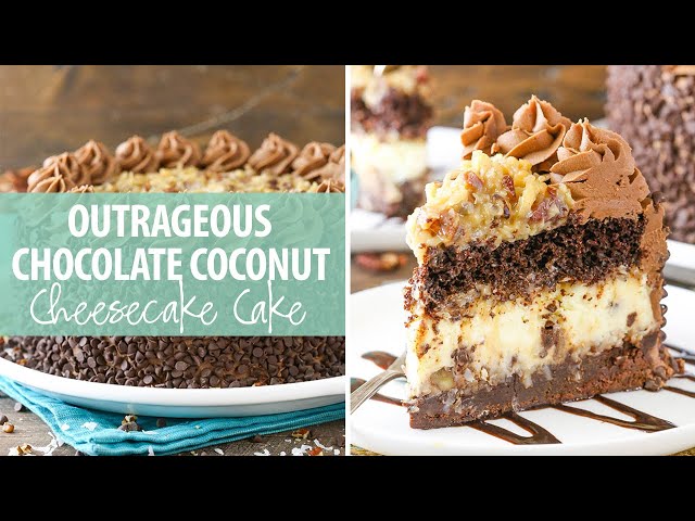 Outrageous Chocolate Coconut Cheesecake Cake