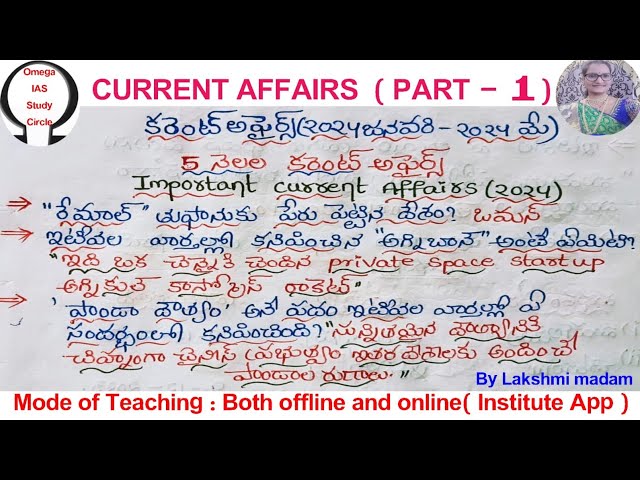 6 Months Current affairs|Jan 2024-May 2024|Omega IAS study circle