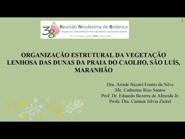 Organização estrutural da vegetação das dunas da praia do Caolho, Maranhão - Apresentações 38ª RNB