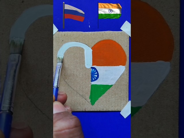 India 🇮🇳 Russian 🇷🇺 Flag drawing independence day #shorts #art #flag