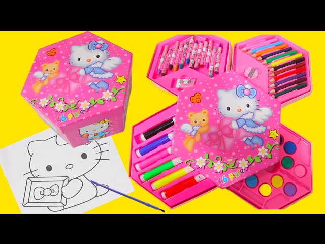 Hello Kitty GIANT Coloring Set with Different Art Supplies | Family Fun for Kids