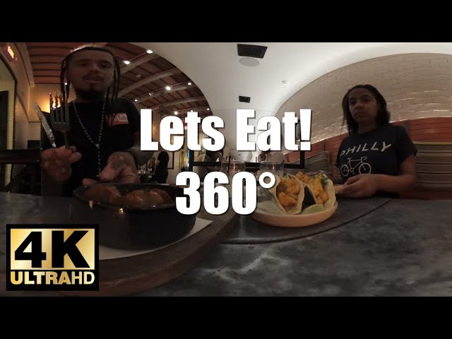 360° Virtual Immersive Restaurant Eat Session 4K | Buffalo Tacos & Spanish Meatballs with Lemonade