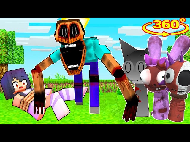 Friends Saving Aphmau From Mimicer and Evil Sprunki in Minecraft 360°!