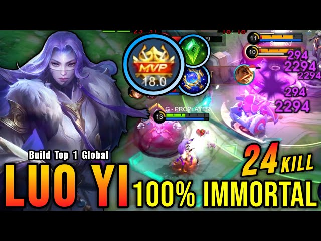 MVP 18.0 Points!! 24 Kills Luo Yi Insane Burst DMG 100% IMMORTAL - Build Top 1 Global Luo Yi ~ MLBB