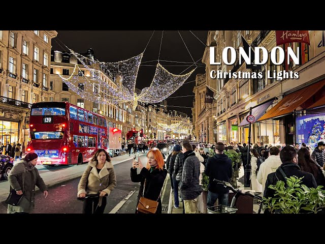 London Best Christmas Lights and Shops Displays 2023✨ Regent Street Angels Walking Tour 🎄 4K HDR