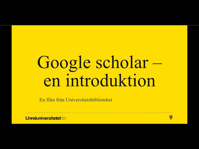 Intro Google Scholar