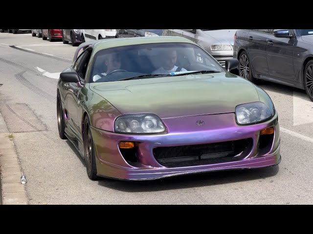 Tuned & Modified Sports cars leaving Car Meetup #barcelona #burnout #sound