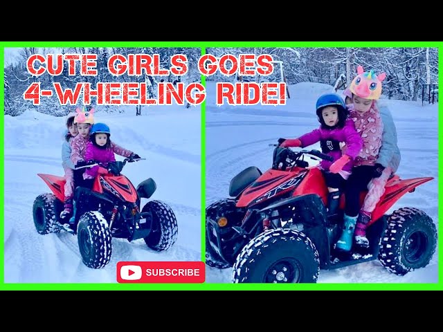 ❄️Cute Girls 🎀Goes 4-Wheeling Ride in Alaska's Wildest Winter #fun #alaska #winter #honda #4wheeler