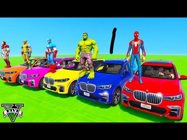 SPIDERMAN CARS Racing Challenge on MULTI Rampa ! SUPERHEROS Motos BIKE JET SKI Race - GTA 5 #30