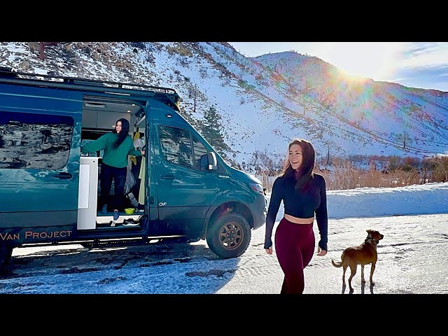 WINTER living in a 4x4 Sprinter Van | Got STUCK off-road alone in the mountains!