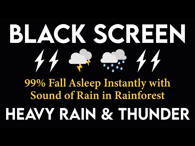 99% Fall Asleep Instantly - Sound of Rain in Rainforest - Rain Sounds for Sleeping Black Screen #44