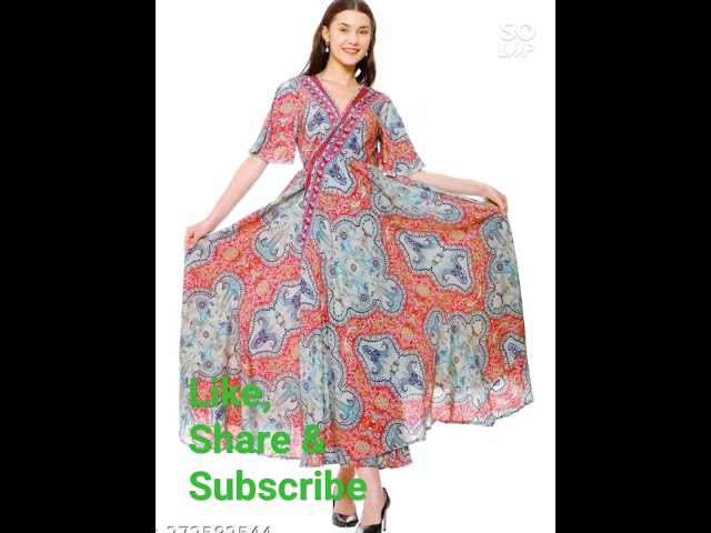 Beautiful long floral dress collection 2024, trending and stylish long chiffon floral dress ideas,