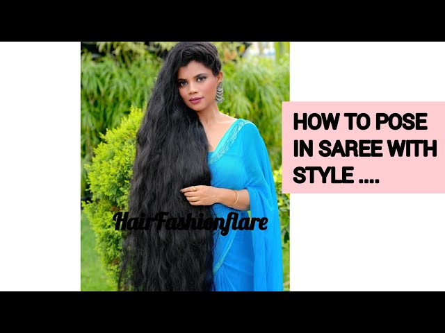 Best poses with saree | Bts Photoshoot poses for saree with long hair.