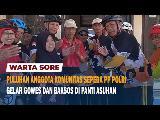 PULUHAN ANGGOTA KOMUNITAS SEPEDA PP POLRI GELAR GOWES DAN BAKSOS DI PANTI ASUHAN