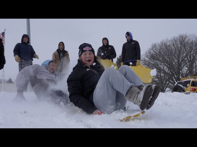 Students enjoyed a snow day with sledding and science experiments