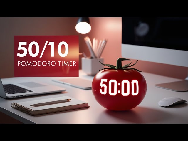 50/10 POMODORO TIMER - NO MUSIC - DISTRACTION FREE - 5 SESSIONS - STUDY TIMER - STUDY WITH ME