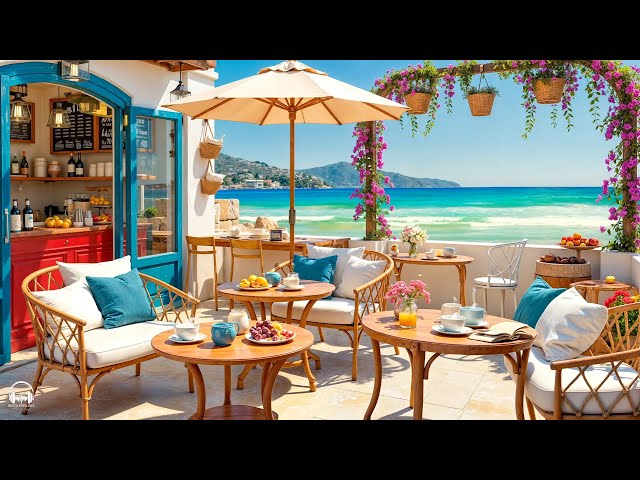 Positive Bossa Nova Jazz Music & Ocean Wave Sounds at Seaside Cafe Ambience for Relax, Stress Relief