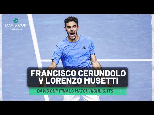 Francisco Cerundolo v Lorenzo Musetti Highlights | Argentina v Italy | Davis Cup Finals 2024