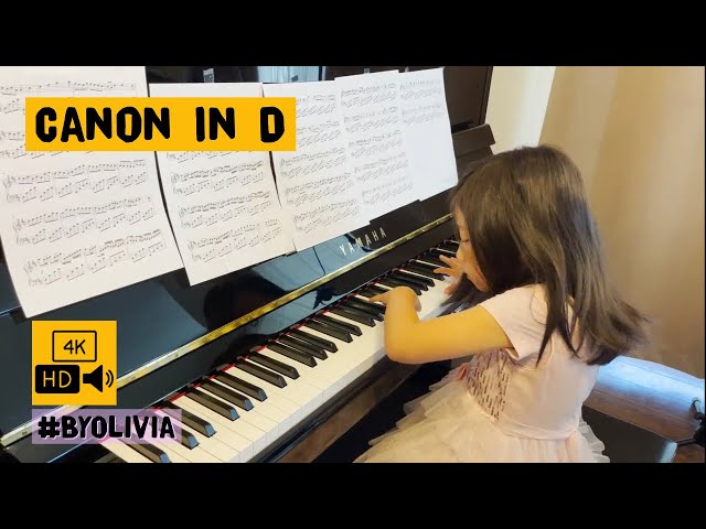 Canon In D (Pachelbel's Canon) Acoustic Piano Solo, 6 Sheets, 6 Minutes, 6 Y.O. #ByOlivia