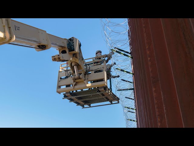 Concertina Wire Installation Enhances Border Wall Security at U.S.-Mexico Border