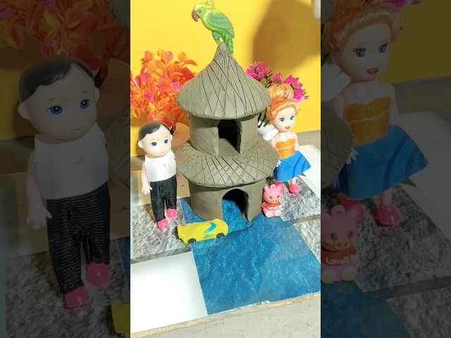 Diya mini little clay hut destroying #clayhouse #craft #claybuilding #diy #greenscreen #