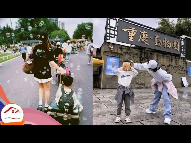 Zhao Liying takes her son camping. The 5-year-old thinks he is so independent with his own schoolbag