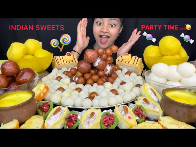 INDIAN SWEETS MUKBANG | RASMALAI | KALA JAAM | RAJ BHOG WITH LOTS OF DIFFERENT SWEETS VARIETY 😱