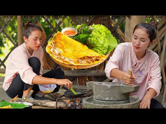 How To Make Vietnamese Pancakes (Bánh Xèo) - Prepare Ingredients, Cooking | Linh Dan Harvest