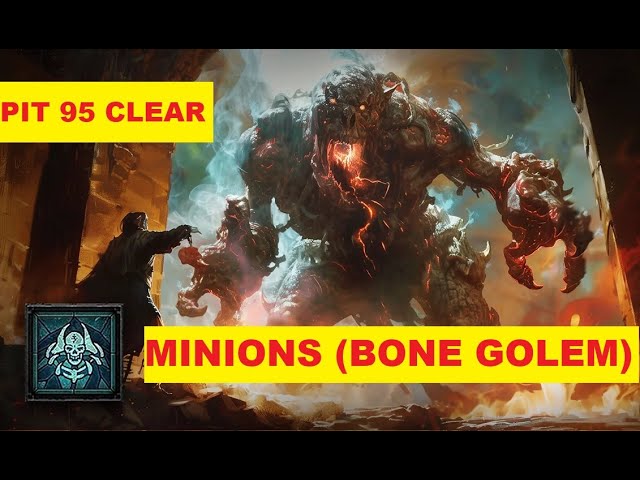 Diablo 4 Necromancer Minions Bone Golem Build PIT 95 Clear Season 7 Necro Build #diablo4