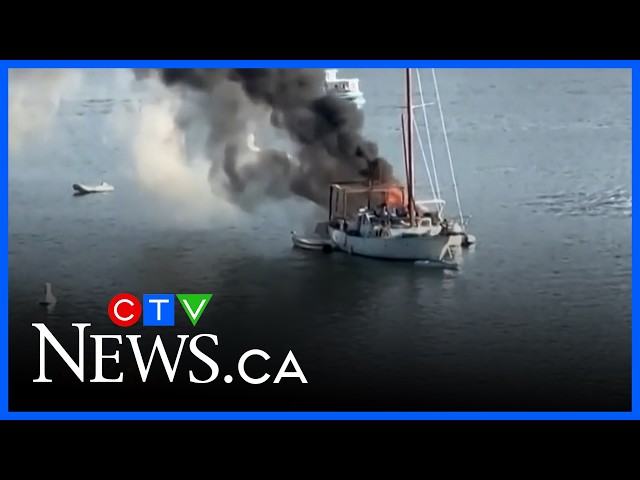 Sailboat sinks after catching fire at Vancouver marina