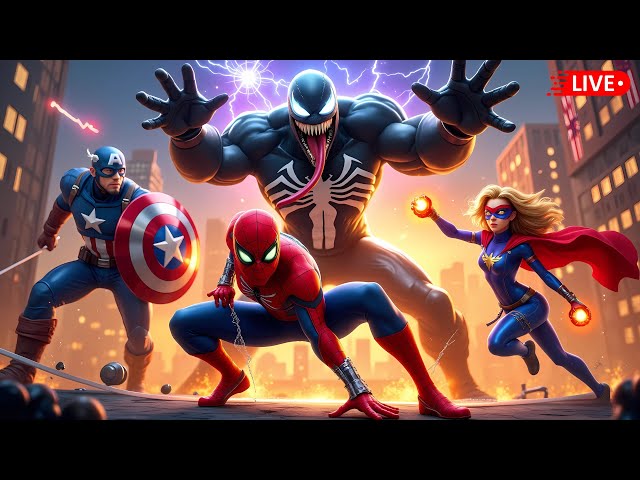 Spiderman Venom Captain America Aur Supergirl Is Live | Animated Videos🔴#spiderman #shorts