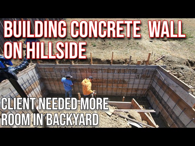 How To Build CONCRETE Retaining Wall On A Slope