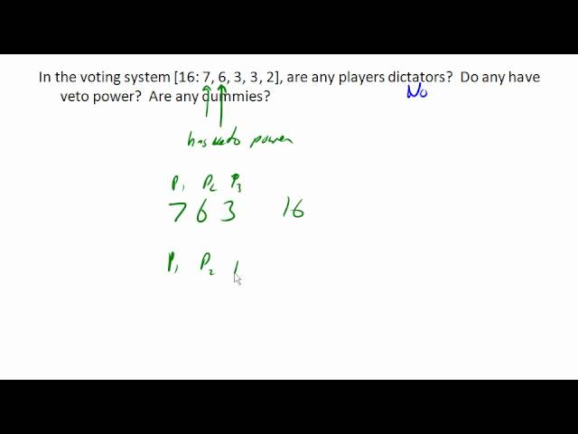 Determining dictators, veto, and dummies