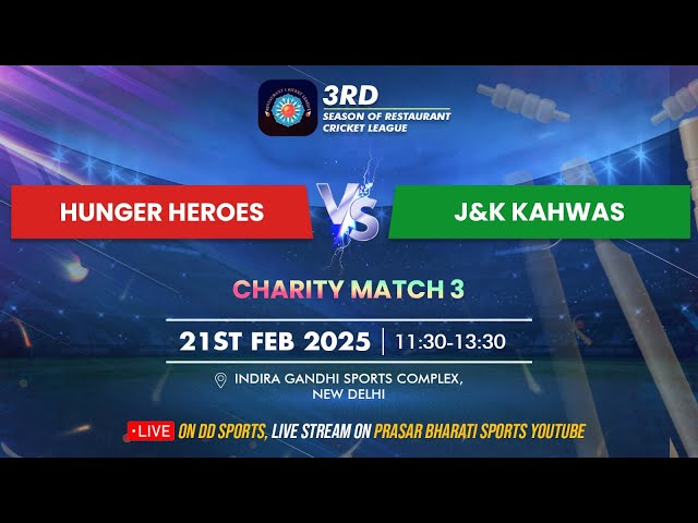 LIVE - Hunger Heroes vs J&K Kahwas - 3rd Season of Restaurant Cricket League 2025