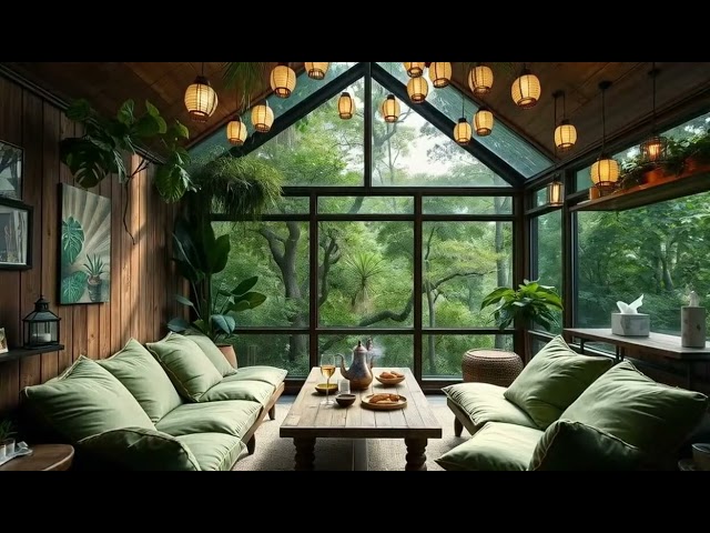 Forest Cafe Jazz Music | Morning Calm Jazz with Natural Therapy to Relieve Stress, Study & Work