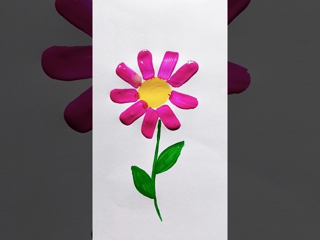 Easy Pink Flower Acrylic Painting For Kids #flowers #trending #art #painting #shorts #colors