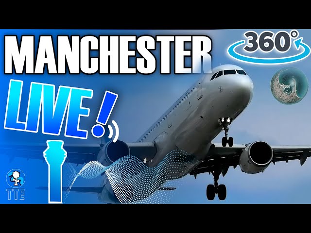 (360 TEST) Manchester Airport Live 360 Degrees LOW LANDINGS! #planespotting #manchesterairportlive