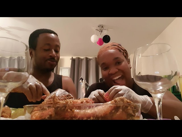 Seafood Mukbang with husband catching jokes + review HotNJuicy Shrimp LDN || The Real Heavenly Bites