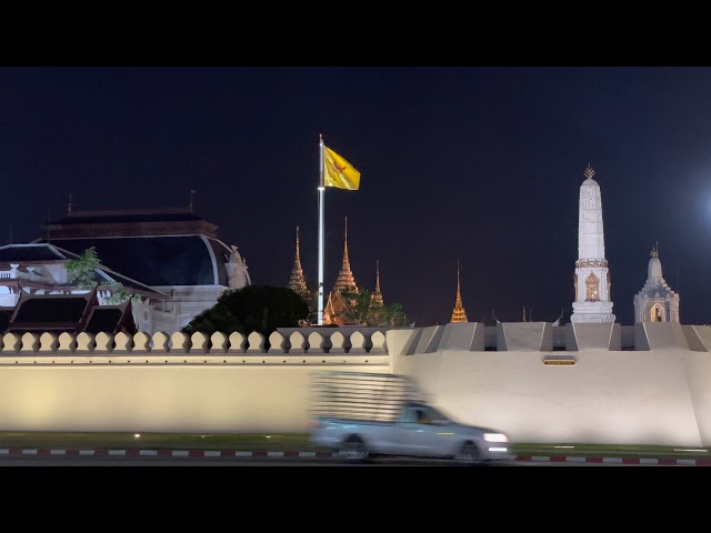 4K Royal Thai flag in Grand Palace in Thailand 7th March 2021