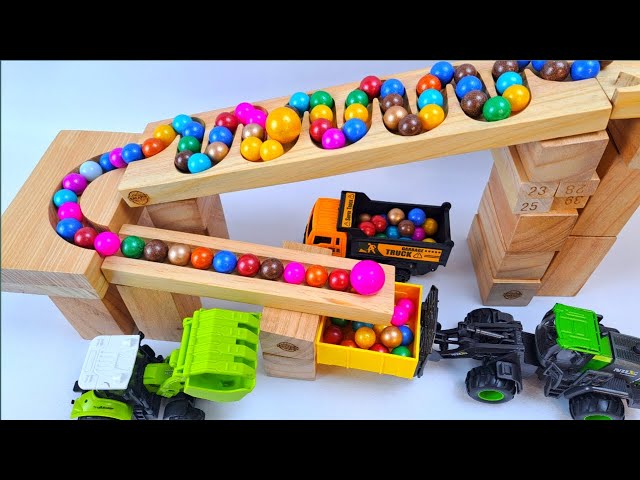 Marble Run Race ☆ HABA Slope & Retro Truck, Garbage Truck Long Version 4 #marblerun