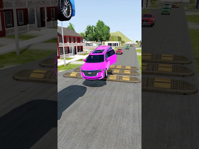 Colourful Cars vs Speed Bumps - BeamNG Drive #shorts #beamng