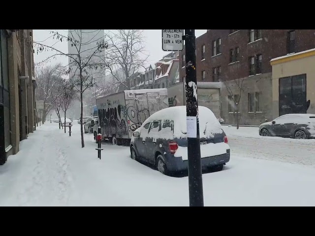 Snowstorm in Montreal Quebec Canada.