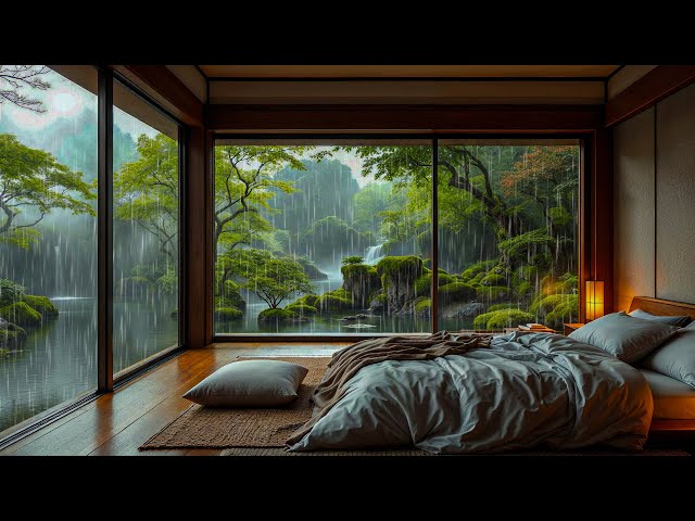 Relaxing Music & Rain Sounds 🌧 Peaceful Piano Music, Background Music, Sleep Music in Warm Room