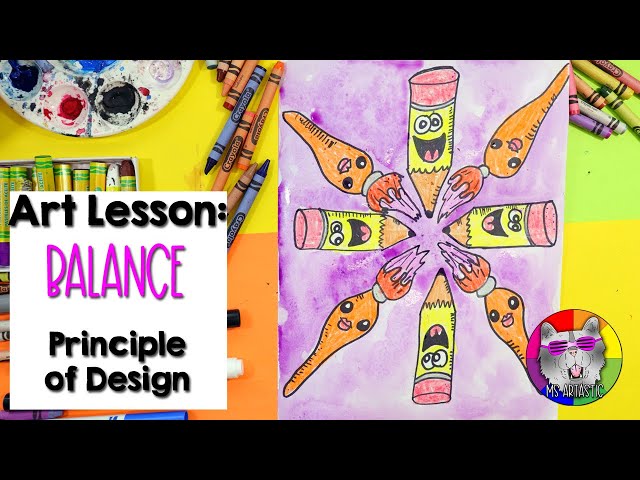 Art Lesson: Balance, Cartoon Pencil Drawing, Principle of Design: Balance for Kids!