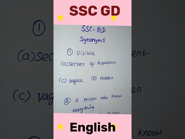 SSC GD 2023 ||Synonyms || Previous year questions || English  @thestudycornertamil ​